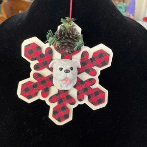 Plaid Snowflake Bulldog Ornament 2